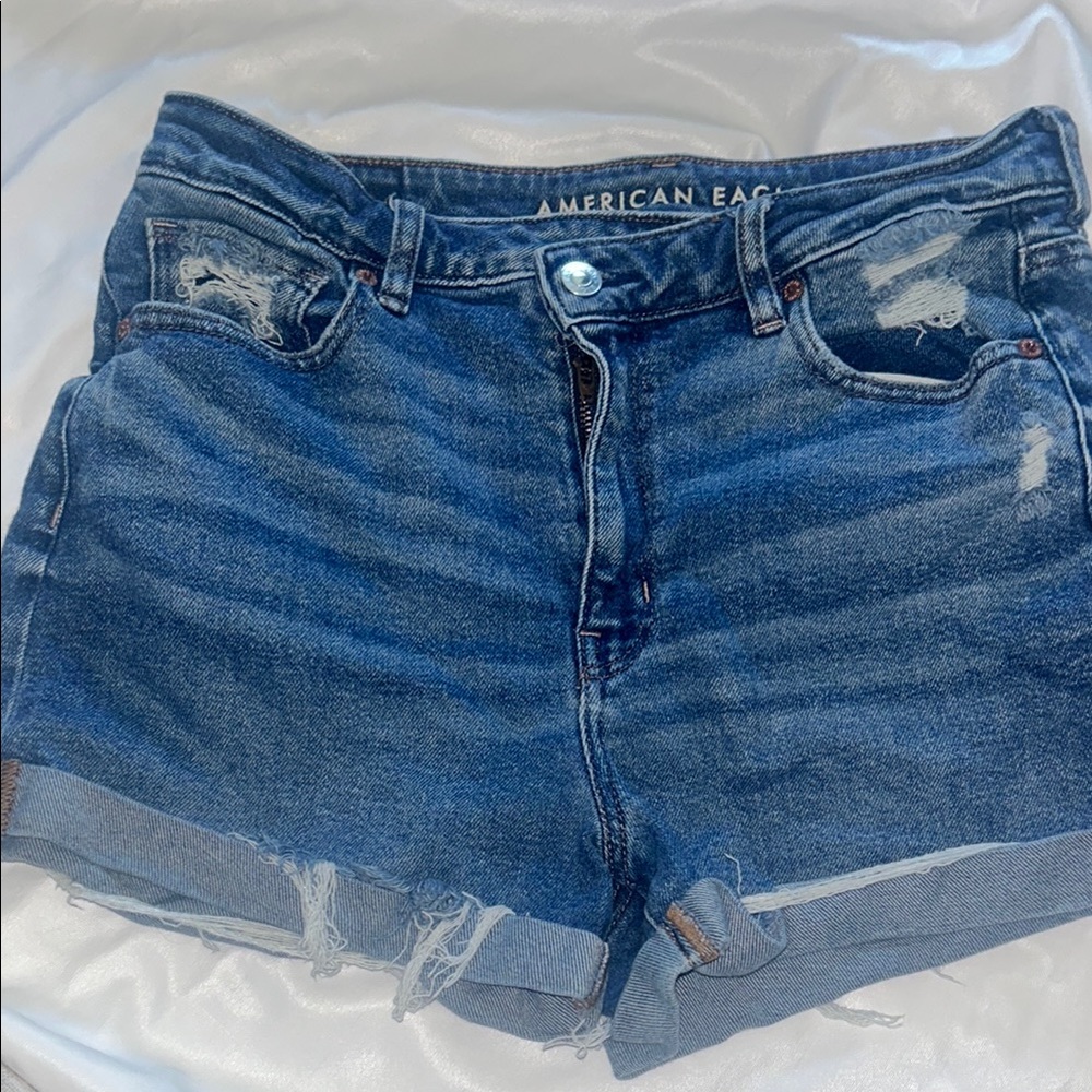 American Eagle Outfitters Blue Jean Shorts Distressed Cut-Off